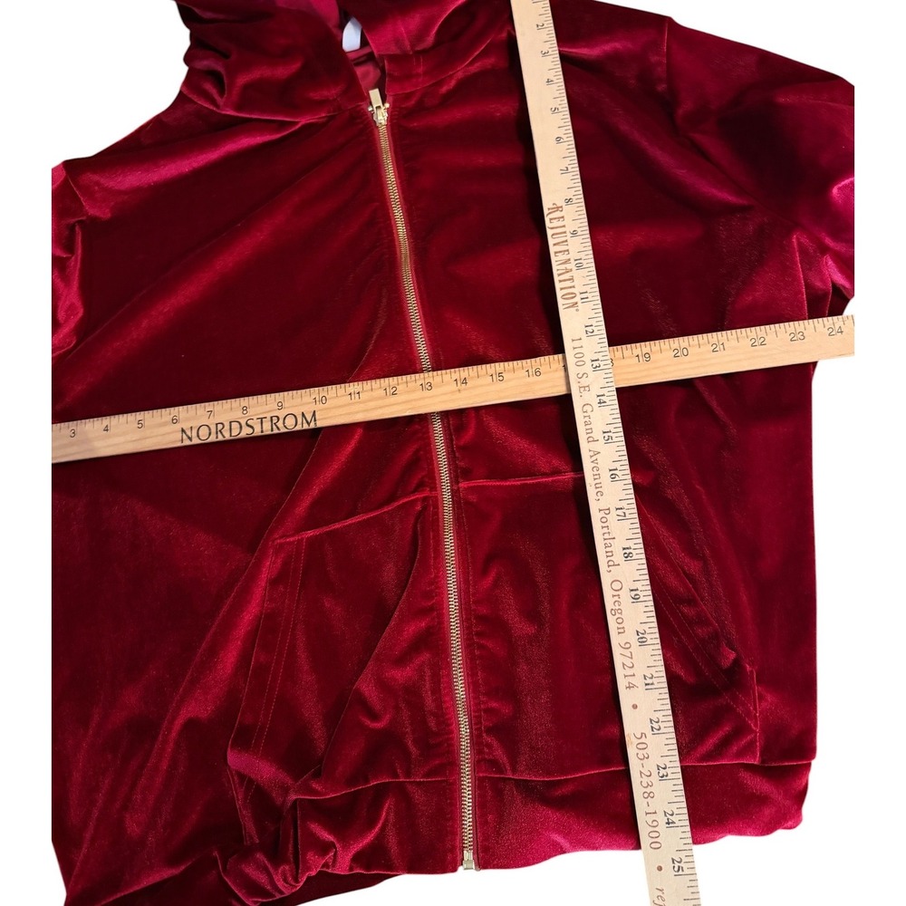 Fabletics Hoodie Women 3X Burgundy Velvet Zip Up Athleisure Y2K Velour Jacket - Picture 4 of 8